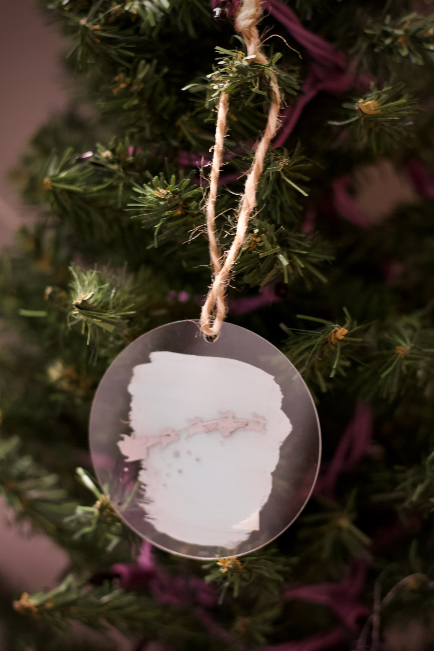 White with Sleigh on acrylic Ornament