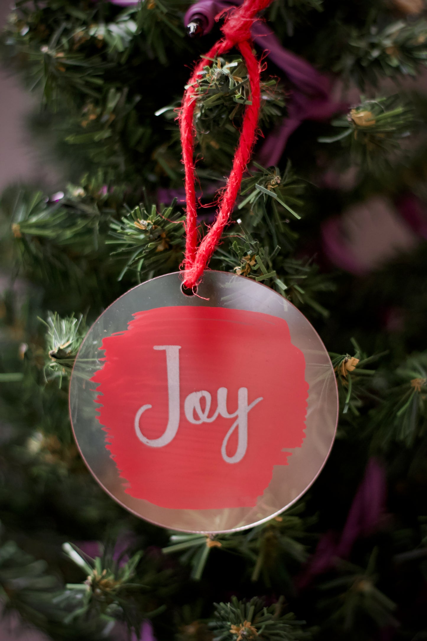 Red Joy on acrylic Ornament