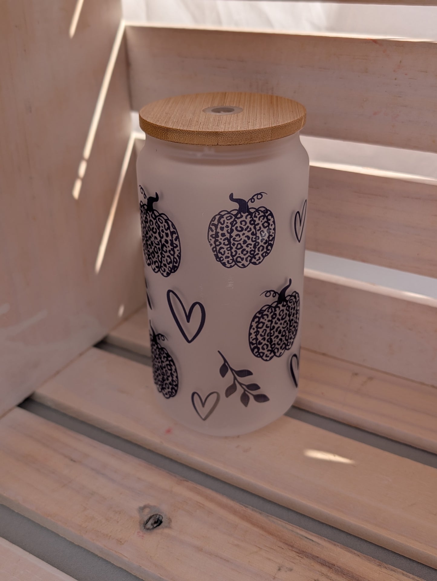 Leopard pumpkin Glass Tumbler