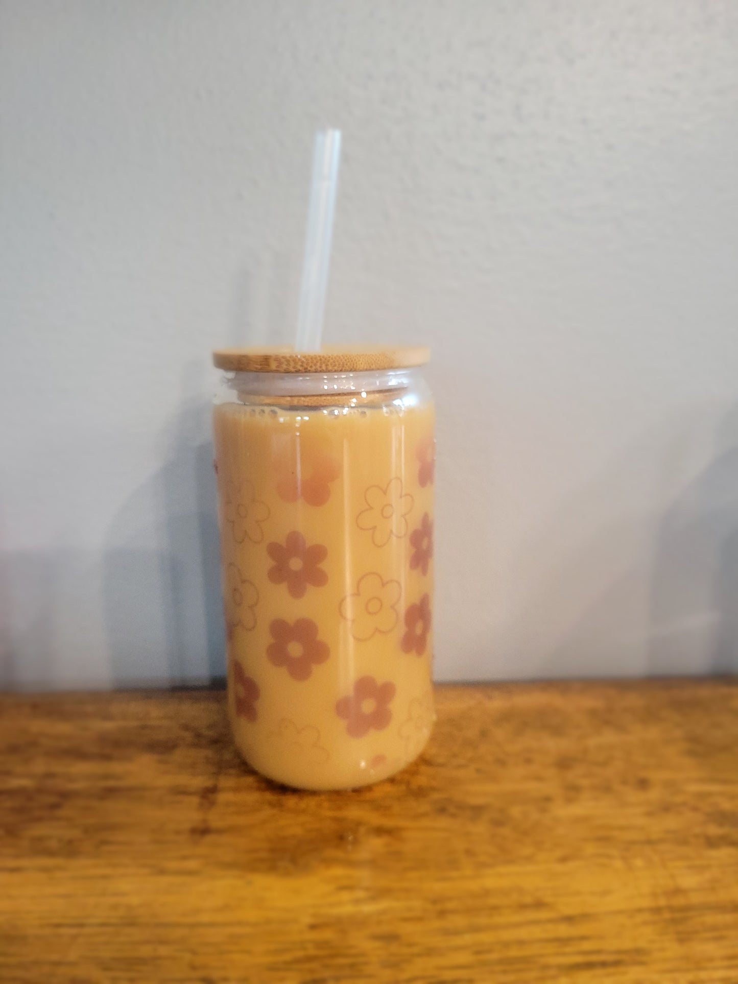 Purple Floral Glass Tumbler