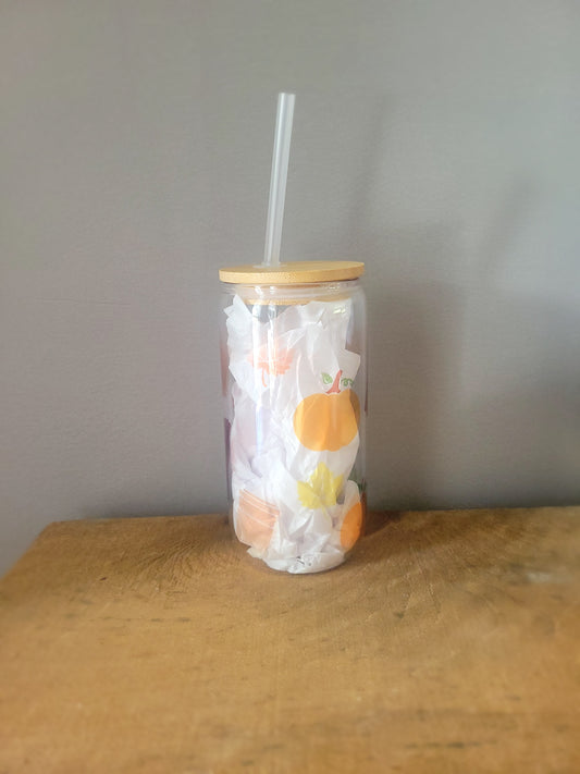 Pumpkin and Cinnamon sticks Coffee Glass Tumbler