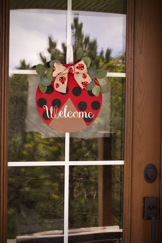 Welcome Ladybug Wood Round