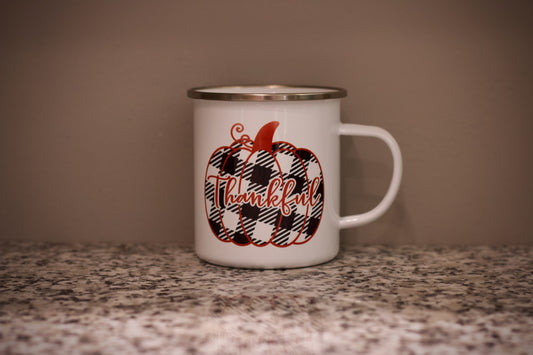 Plaid Thankful Pumpkin Mug