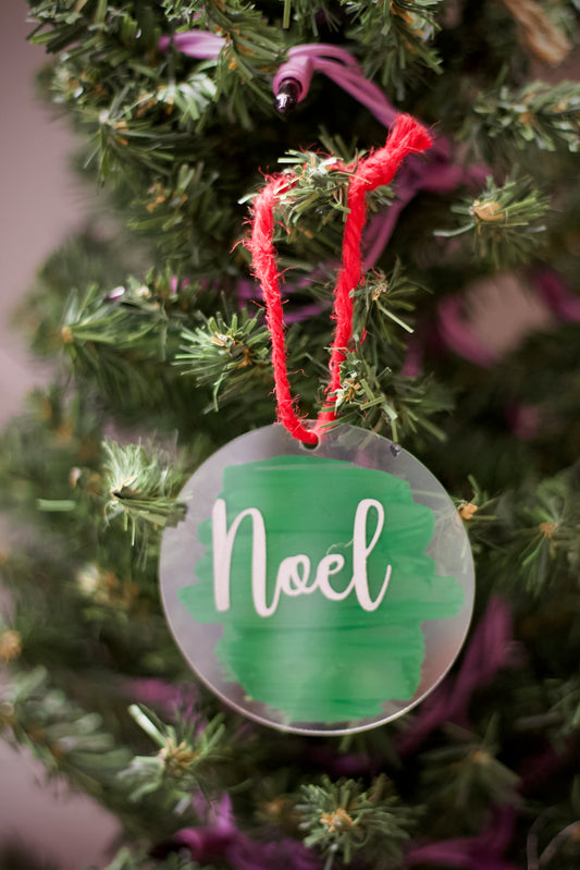 Green with Noel on acrylic Ornament