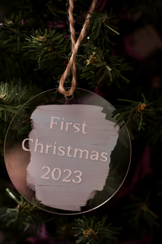 White First Christmas on acrylic Ornament