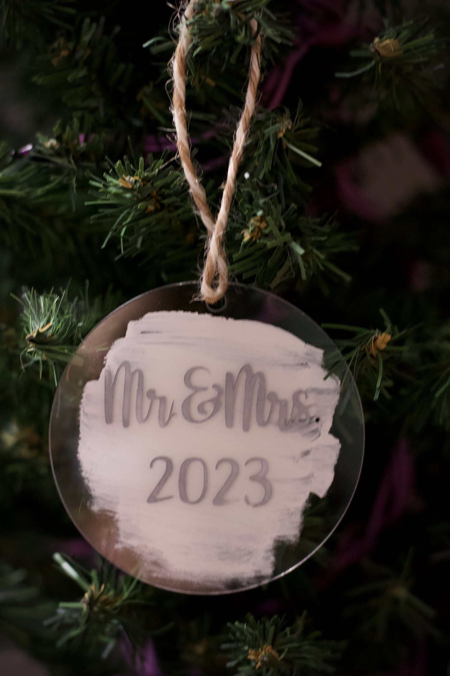White Mr. & Mrs. on acrylic Ornament