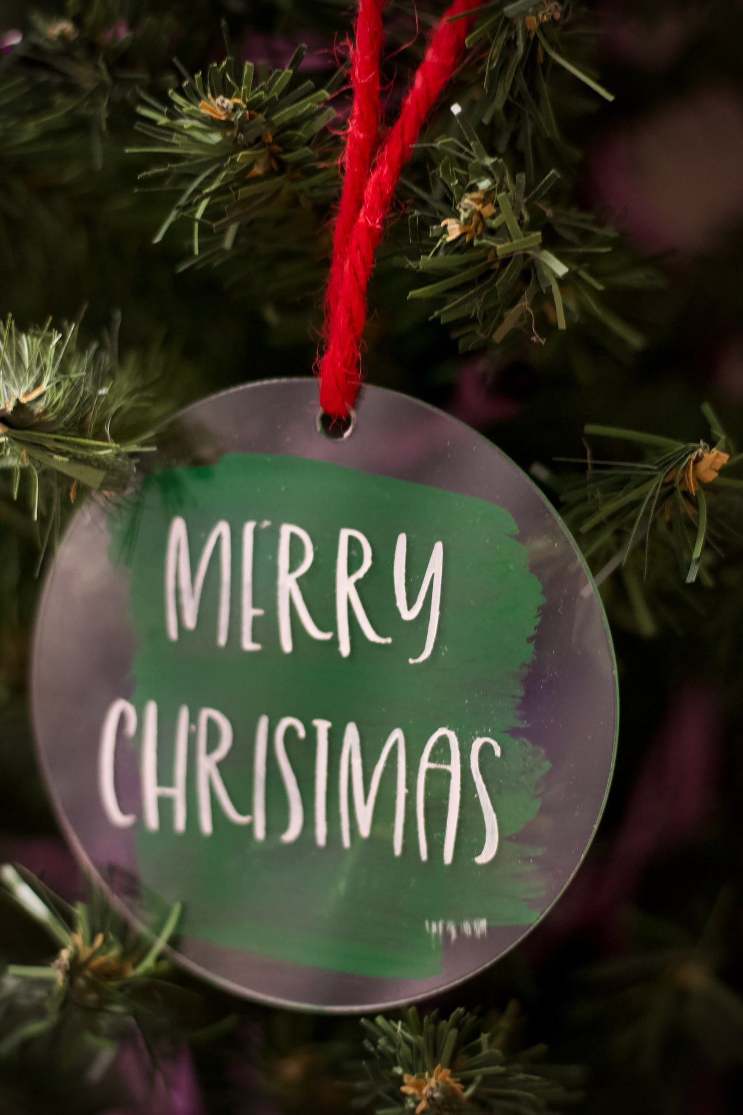 Green Merry Christmas on acrylic Ornament
