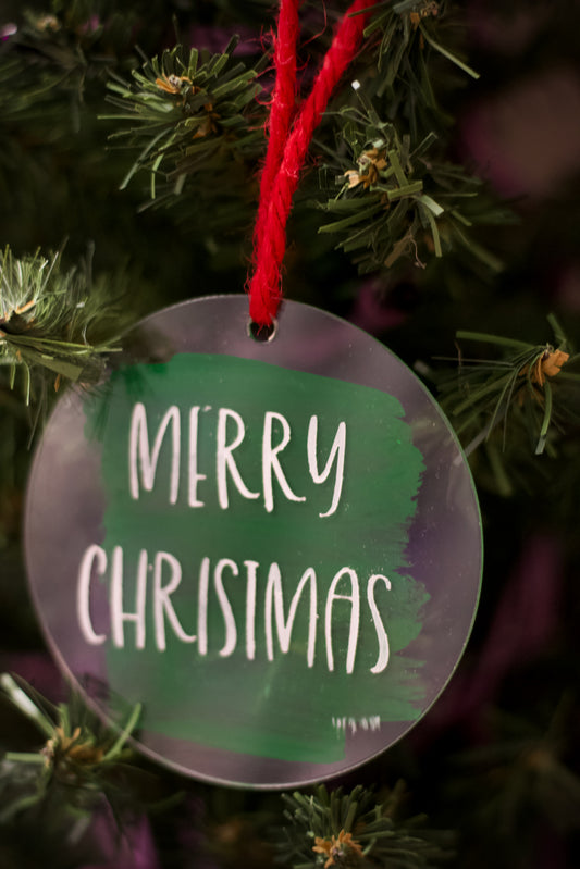 Green Merry Christmas on acrylic Ornament