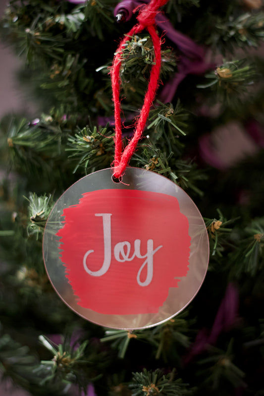 Red Joy on acrylic Ornament
