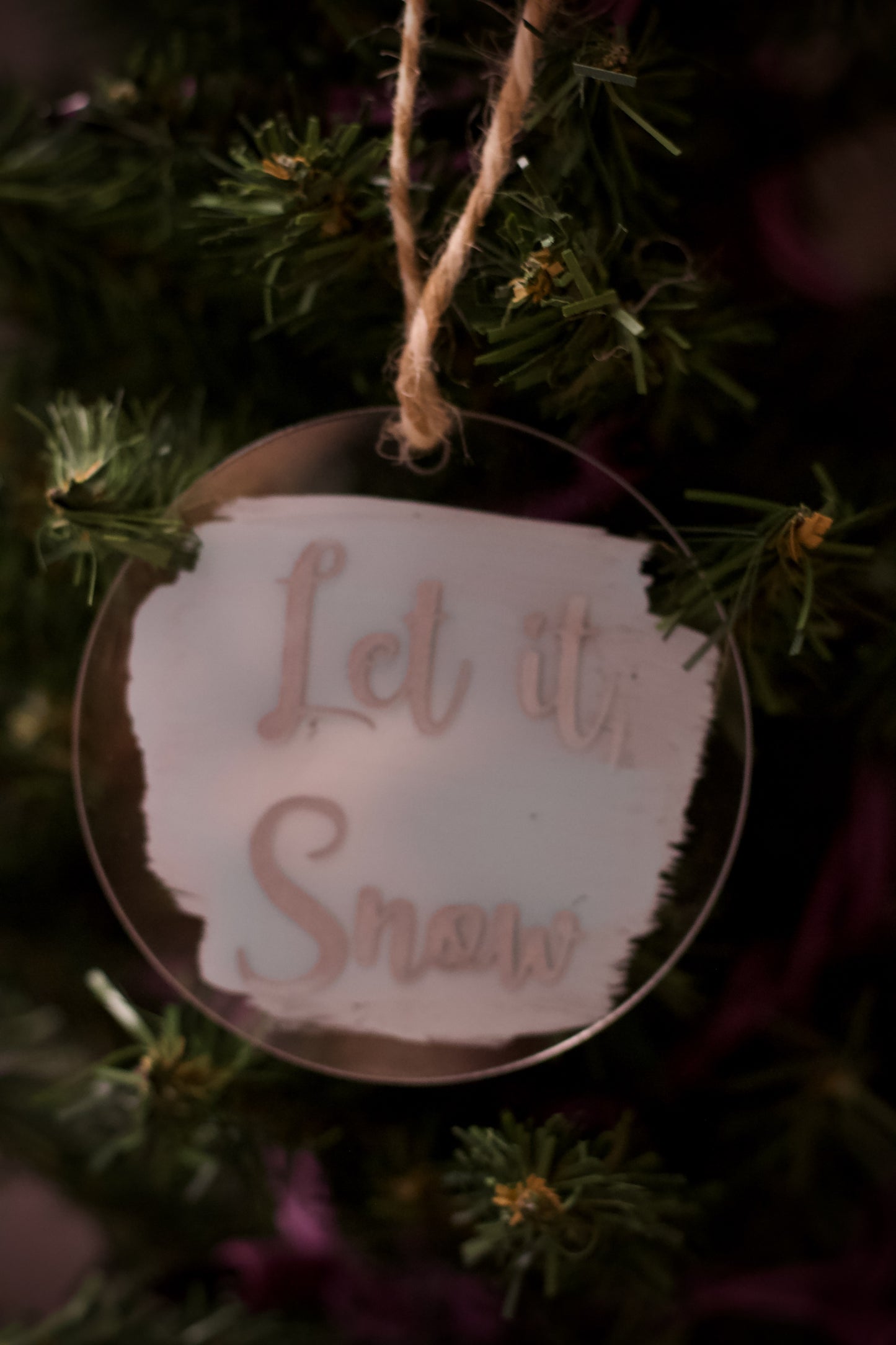 White Let it Snow on acrylic Ornament