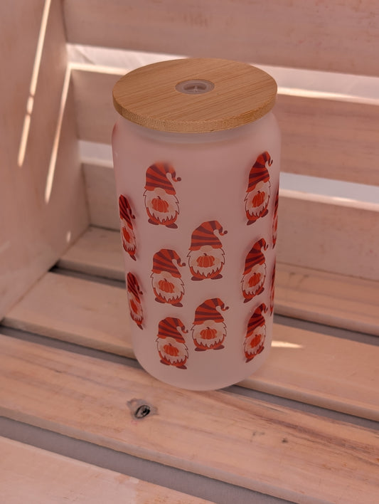 Fall Gnome Glass Tumbler